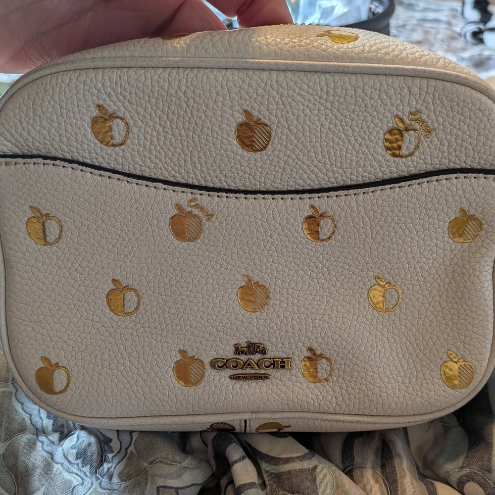 Coach North South Camera Apple Gold & White Crossbody Bag Exclusive - Picture 6 of 11
